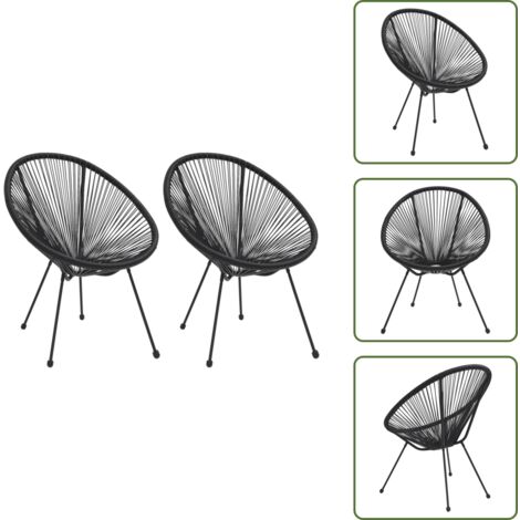 Sedie in PVC - vidaXL Sedie da Giardino Acapulco 2 pz in Rattan Nere - Sedie in acciaio