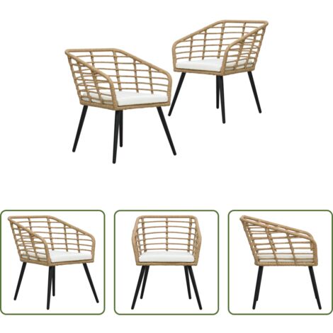 Sedie in rattan -  Sedie da Giardino 2 pz con Cuscini in Polyrattan Rovere