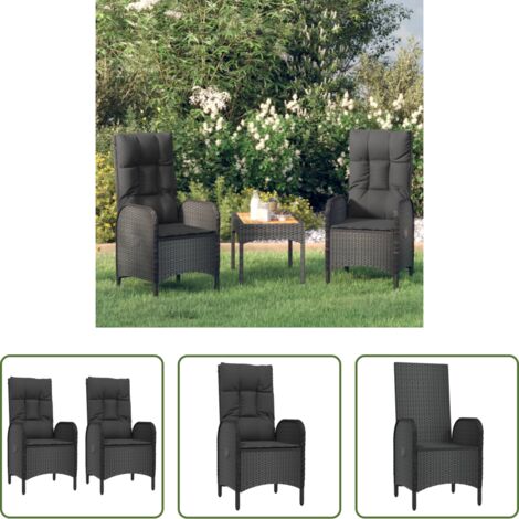 Sedie in rattan -  Sedie da Giardino 2 pz in Polyrattan Nero