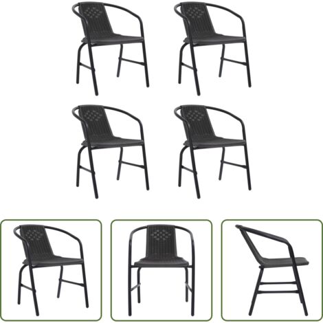 Sedie in rattan -  Sedie da Giardino 4 pz in Rattan in Plastica e Acciaio 110 kg