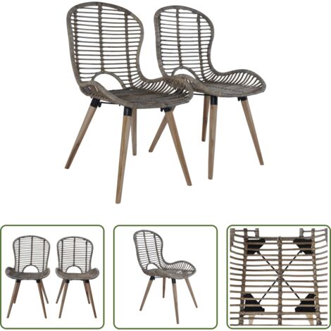 Sedie in rattan -  Sedie da Pranzo 2 pz Marroni in Rattan Naturale