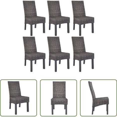 Sedie in rattan -  Sedie da Pranzo 6 pz Marroni in Rattan Kubu e Legno di Mango