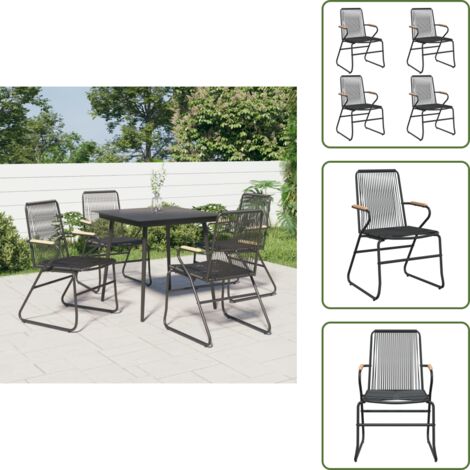 Sedie in rattan - vidaXL Sedie da Giardino 4pz Nere 58x59x85,5 cm Rattan PVC - Sedie in PVC