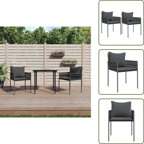 Sedie in rattan - vidaXL Sedie da Giardino con Cuscini 2pz Nere 54x61x83cm in Polyrattan - Sedie in acciaio