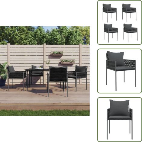 Sedie in rattan - vidaXL Sedie da Giardino con Cuscini 4pz Nere 54x61x83cm in Polyrattan - Sedie in acciaio