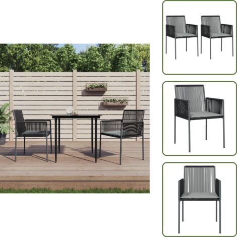 Sedie in rattan - vidaXL Sedie Giardino con Cuscini 2 pz Nere 54x60,5x83,5 cm Polyrattan - Sedie in acciaio
