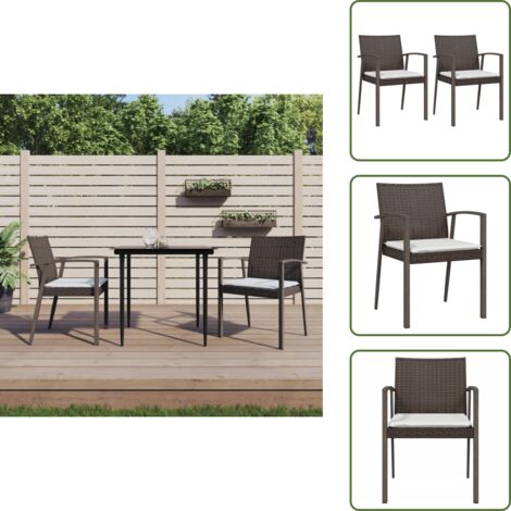 Sedie in rattan - vidaXL Sedie Giardino con Cuscini 2pz Marroni 5,56x57x83 cm Polyrattan - Sedie in acciaio