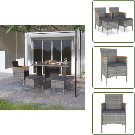 Sedie in rattan - vidaXL Set Sedie da Giardino con Poggiapiedi 4 pz in Polyrattan Grigio - Sedie da patio