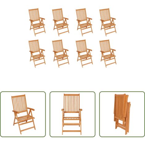 Sedie in teak -  Sedie Reclinabili da Giardino 8 pz in Legno Massello di Teak