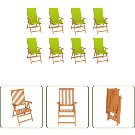 Sedie in teak -  Sedie Reclinabili da Giardino con Cuscini 8 pz Massello di Teak