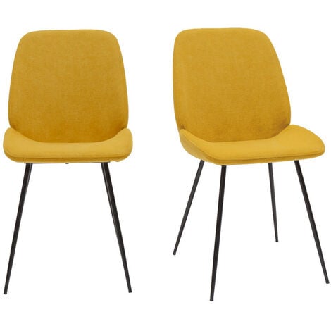 Sedia scandinava tessuto effetto velluto giallo senape ANYA