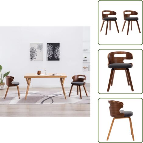 Sedie in tessuto - vidaXL Sedie da Pranzo 2 pz Legno Curvato e Tessuto Grigio Scuro - Sedie da pranzo in legno curvato