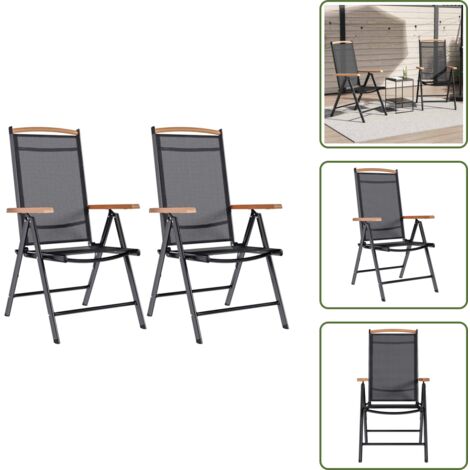 Sedie in textilene - vidaXL Sedie da Giardino Pieghevoli 2 pz in Alluminio e Textilene Nere - Sedie da patio