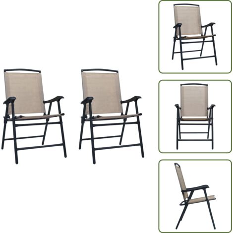 Sedie in textilene - vidaXL Sedie da Giardino Pieghevoli 2 pz in Textilene Grigio Talpa - Sedie da esterno
