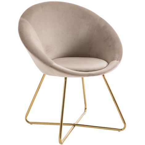 Sedie in Velluto e Metallo Dorato Beige - BURBAN