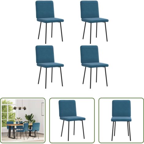 Sedie in velluto -  Sedie da Pranzo 4 pz Blu in Velluto