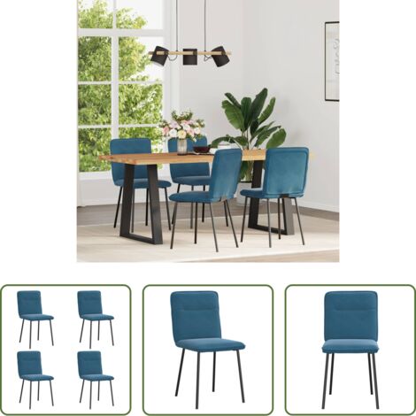 Sedie in velluto -  Sedie da Pranzo 4 pz Blu in Velluto