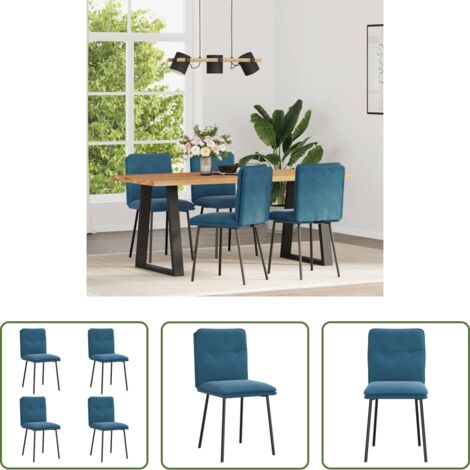Sedie in velluto -  Sedie da Pranzo 4 pz Blu in Velluto
