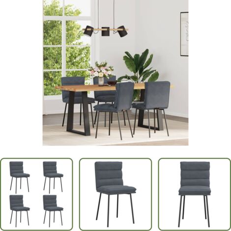 Sedie in velluto -  Sedie da Pranzo 4 pz Grigio Scuro in Velluto
