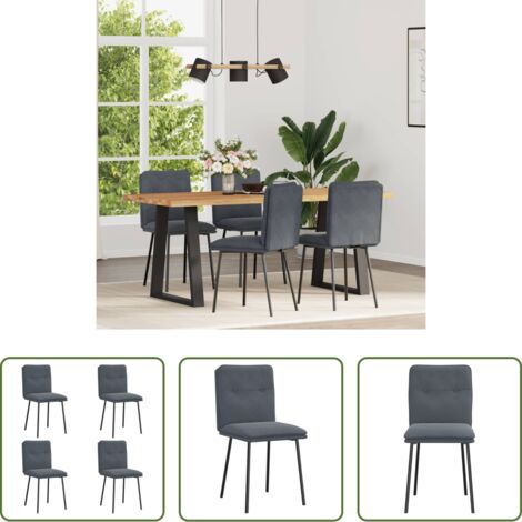 Sedie in velluto -  Sedie da Pranzo 4 pz Grigio Scuro in Velluto