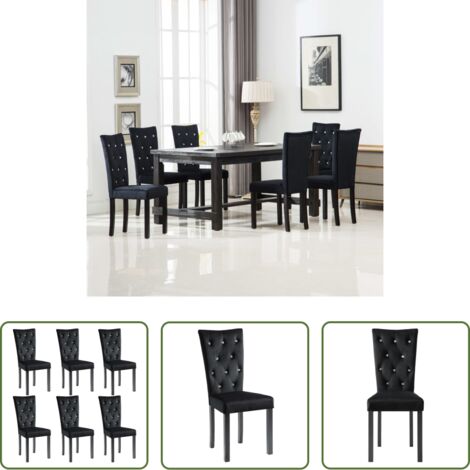 Sedie in velluto -  Sedie da Pranzo 6 pz Nere in Velluto