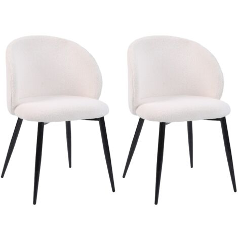 Sedie Mobili Rebecca Karamu 81x54x56 Tessuto Metallo Crema Nero Moderno SET 2 pezzi