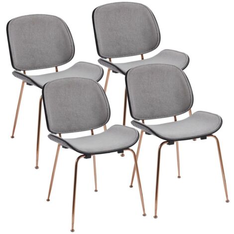 Sedie moderne in tessuto grigio con struttura oro rosa set da 4 - Elizabeth