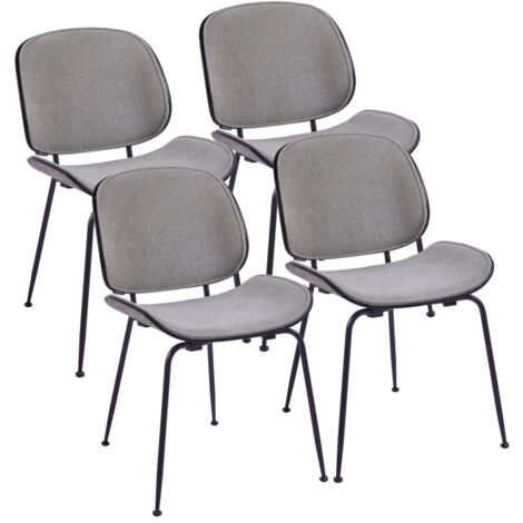Sedie moderne in tessuto grigio e gambe nere set da 4 - Elizabeth