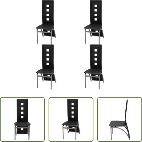 Sedie moderne -  Sedie da Pranzo 4 pz Nere in Similpelle
