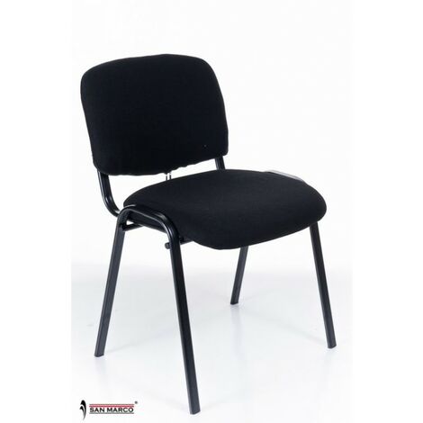 Europrimo Sedia da Ufficio Poltrona Fissa per Sala Attesa Metallo e Ecopelle Blu 