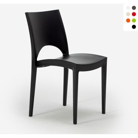 Sedie Paris Grand Soleil per Cucina Casa Bar Polipropilene Impilabile - Nero