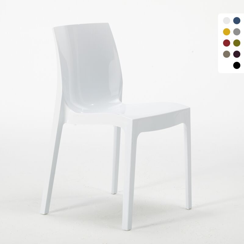 GRAND SOLEIL Sedia Ice impilabile Design Bianca Lucida