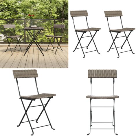 Sedie Pieghevoli da Bistrò 2 pz Grigie Polyrattan e Acciaio - Sedie pieghevoli - Sedie da giardino