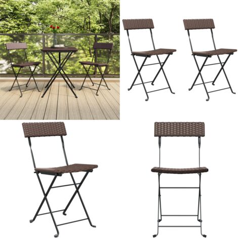 Sedie Pieghevoli da Bistrò 2 pz Marroni Polyrattan e Acciaio - Sedie pieghevoli - Sedie da giardino