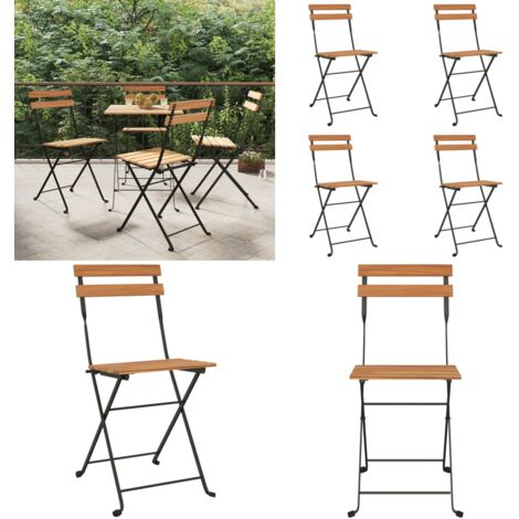 Sedie Pieghevoli da Bistrò 4 pz Legno Massello Teak e Acciaio - Sedie pieghevoli - Sedie da giardino