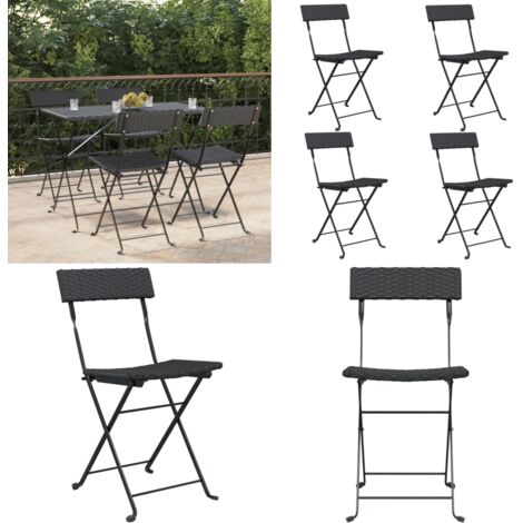 Sedie Pieghevoli da Bistrò 4 pz Nere Polyrattan e Acciaio - Sedie pieghevoli - Sedie da giardino