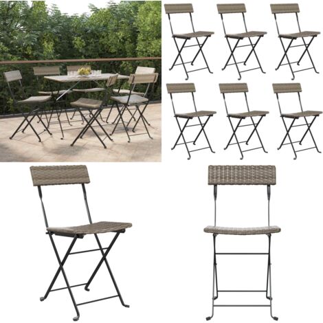 Sedie Pieghevoli da Bistrò 6 pz Grigie Polyrattan e Acciaio - Sedie pieghevoli - Sedie da giardino