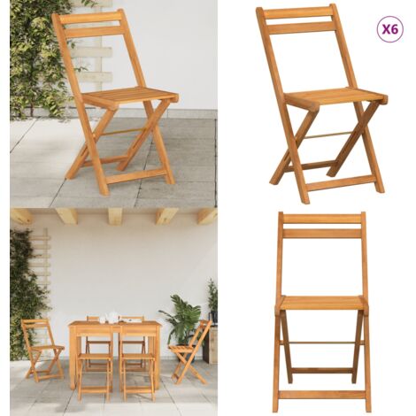 Sedie Pieghevoli da Bistrò 6 pz in Legno Massello di Acacia - Sedie pieghevoli - Sedie da terrazza