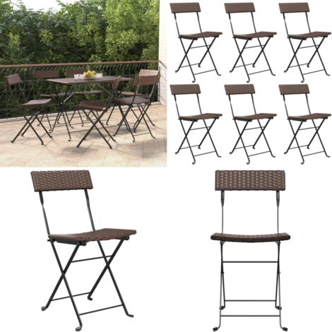 Sedie Pieghevoli da Bistrò 6 pz Marroni Polyrattan e Acciaio - Sedie pieghevoli - Sedie da giardino