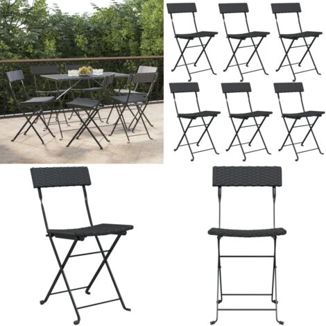 Sedie Pieghevoli da Bistrò 6 pz Nere Polyrattan e Acciaio - Sedie pieghevoli - Sedie da giardino