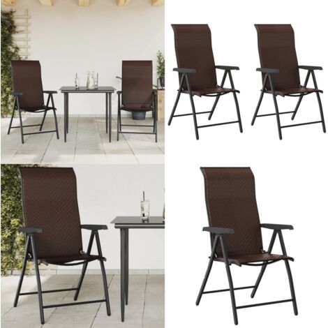 Sedie Pieghevoli da Giardino 2 pz Marroni in Polyrattan - Sedie pieghevoli - Sedie da esterno