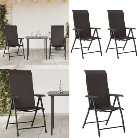 Sedie Pieghevoli da Giardino 2 pz Nere in Polyrattan - Sedie pieghevoli - Sedie da esterno