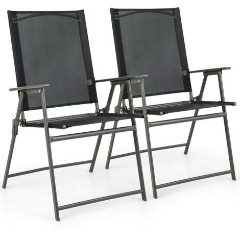 Sedie pieghevoli giardino metallo antiruggine portatili esterni capacità 100kg 2 Nero Sedie