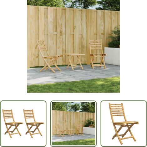 Sedie pieghevoli -  Sedie da Giardino Pieghevoli 2 pz 43x54x88 cm in Bambù