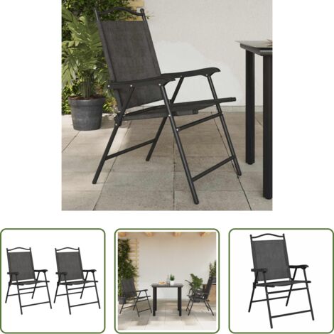 Sedie pieghevoli -  Sedie da Giardino Pieghevoli 2 pz in Acciaio Grigio e Textilene