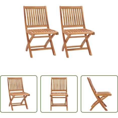 Sedie pieghevoli -  Sedie da Giardino Pieghevoli 2 pz in Legno Massello di Teak