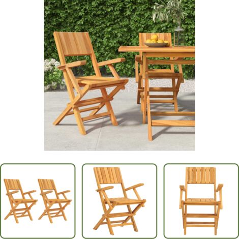 Sedie pieghevoli -  Sedie da Giardino Pieghevoli 2pz 55x61x90cm Legno Massello Teak