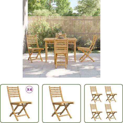 Sedie pieghevoli -  Sedie da Giardino Pieghevoli 4 pz 43x54x88 cm in Bambù