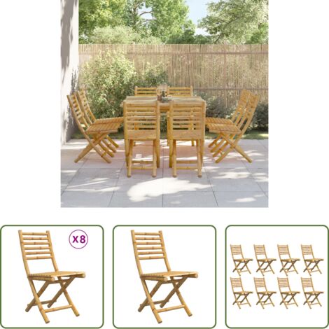 Sedie pieghevoli -  Sedie da Giardino Pieghevoli 4 pz 43x54x88 cm in Bambù