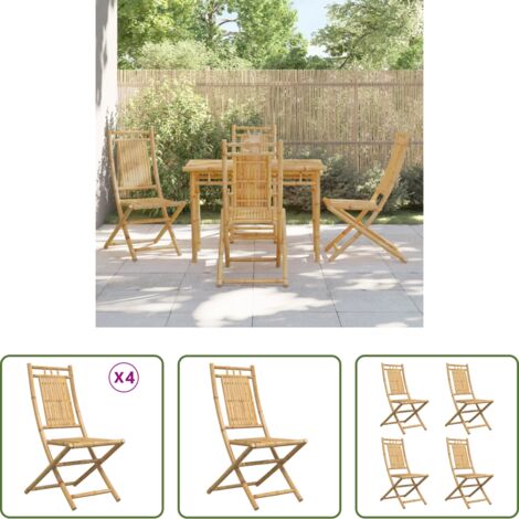 Sedie pieghevoli -  Sedie da Giardino Pieghevoli 4 pz 46x66x99 cm in Bambù